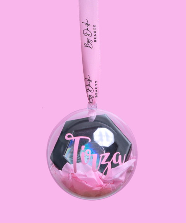 Wimper kerstbal met naam - Roze