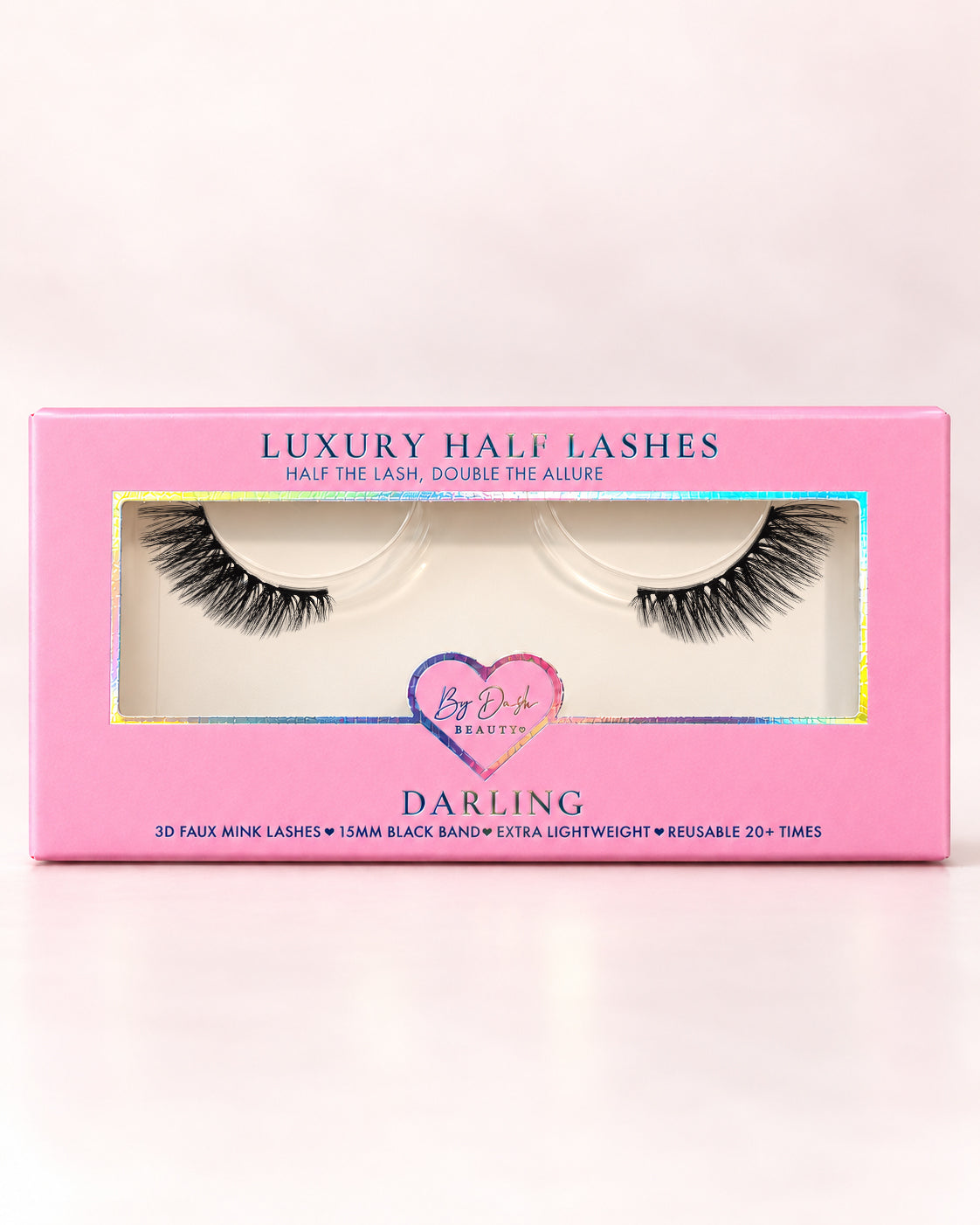 Darling halve wimpers in roze By Dash Beauty verpakking