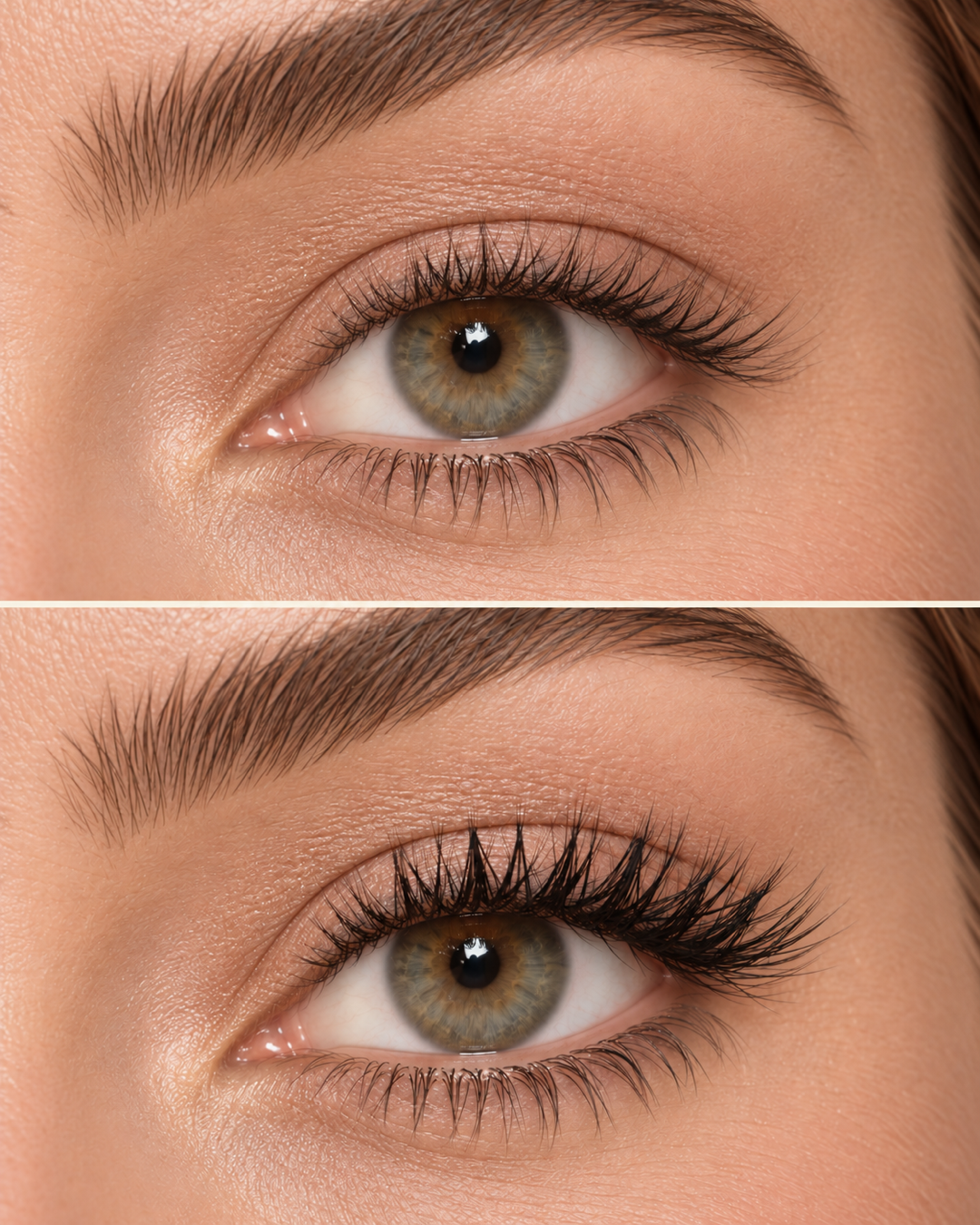 It Girl half lashes — AI-visualisatie zonder en met kunstwimpers