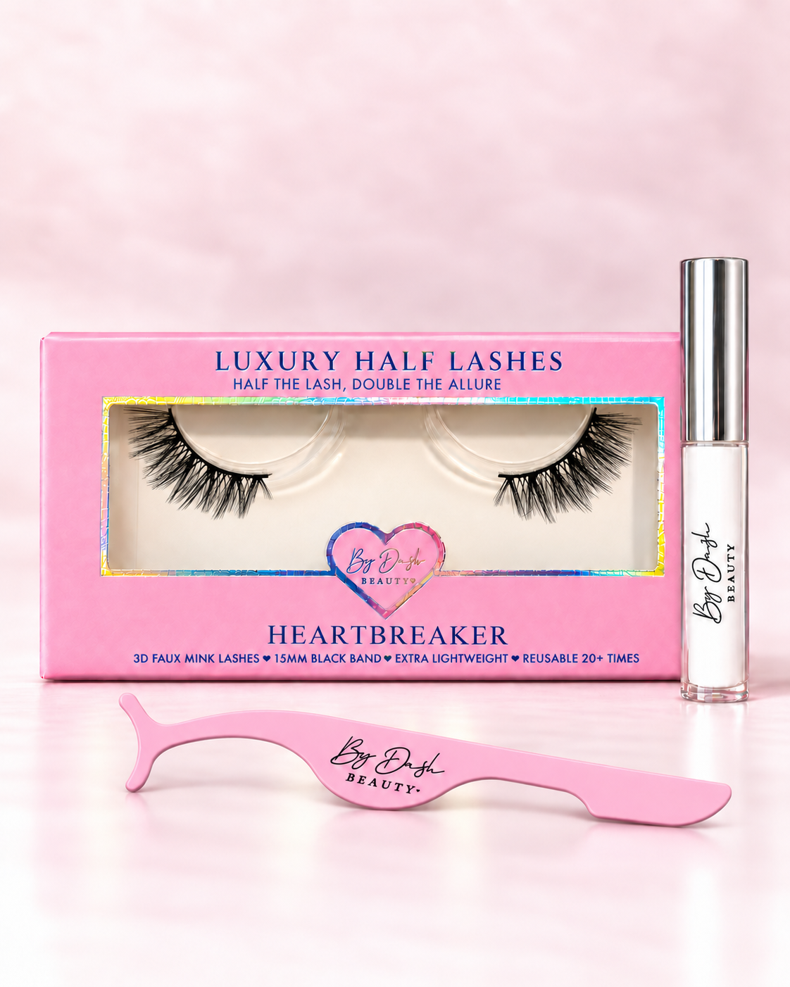 heartbreaker starterkit met witte wimperlijm en roze applicator