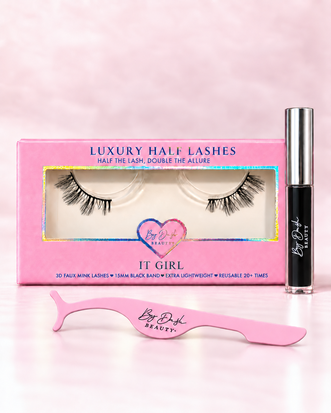 it girl starterkit met zwarte wimperlijm en roze applicator