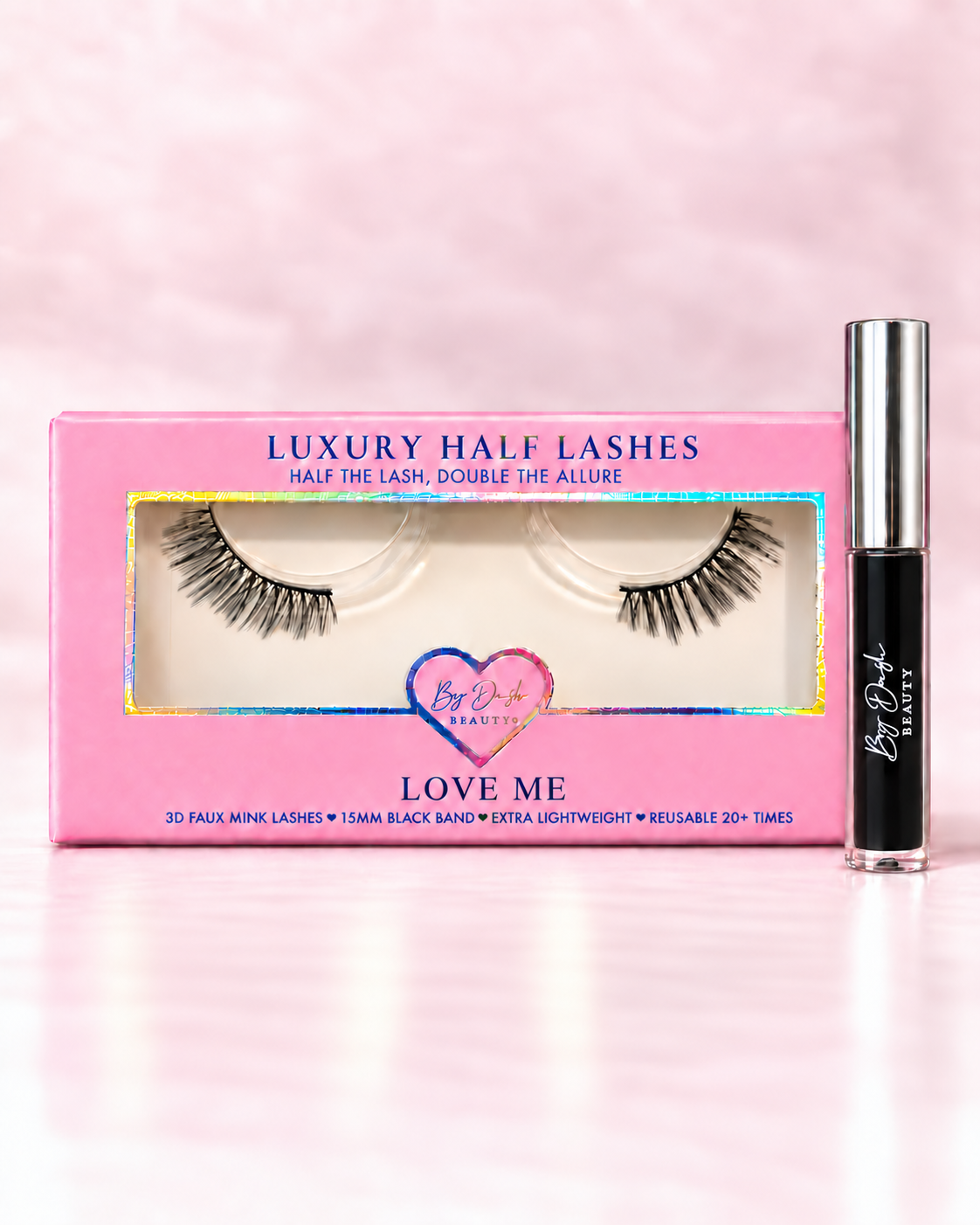 love me half lashes met zwarte wimperlijm
